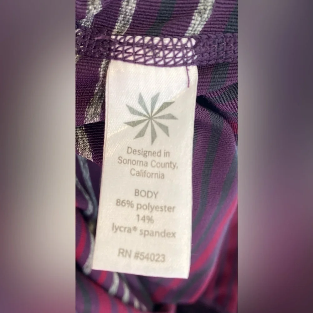Athleta Chaturanga Purple Striped Leggings Size M - Picture 6 of 10